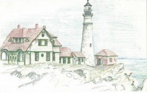Landscape Illustration - Lighthouse in Maine