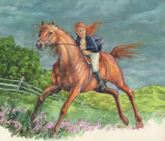 Running horse and rider